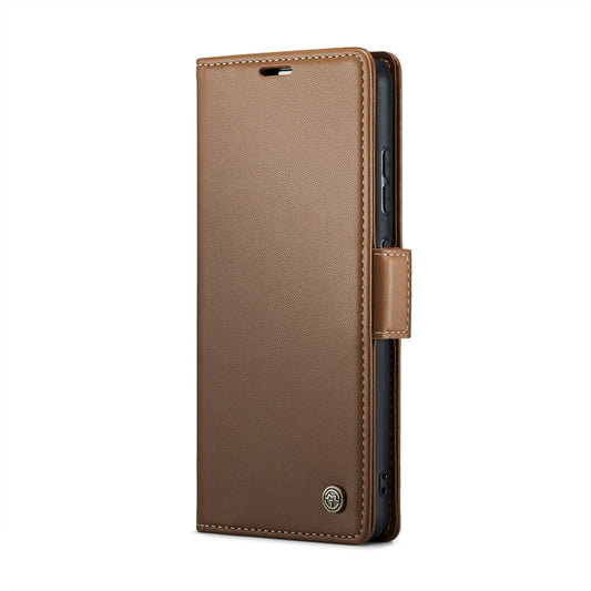 For Samsung Galaxy A52/A52s 5G CaseMe 023 Butterfly Buckle Litchi Texture RFID Anti-theft Leather Phone Case(Brown) by CaseMe