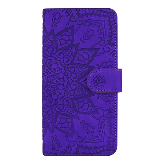 For Xiaomi Redmi Note 9 Pro Max Embossed Sunflower Pattern Horizontal Flip PU Leather Case with Holder & Card Slots & Wallet & Lanyard(Purple) by buy2fix
