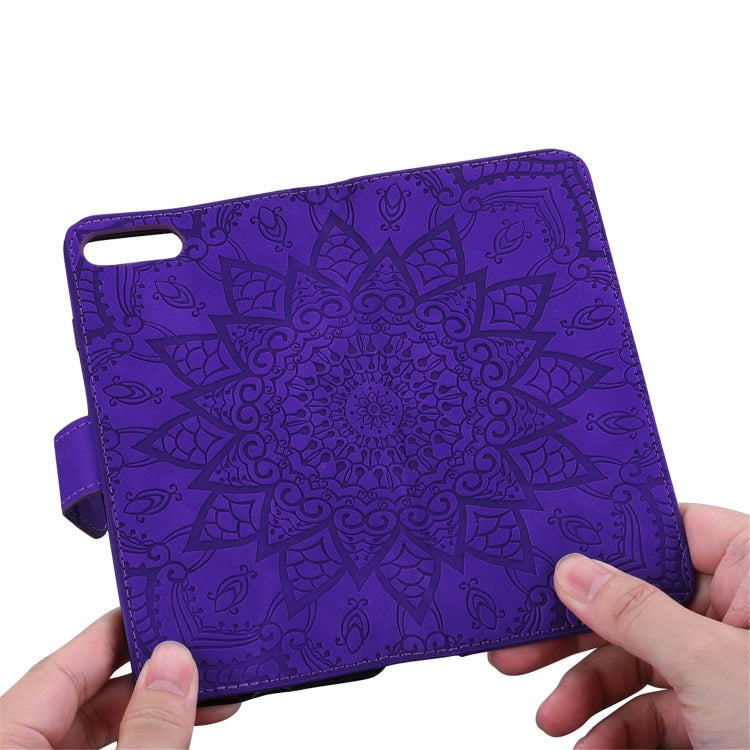 For Xiaomi Redmi Note 9 Pro Max Embossed Sunflower Pattern Horizontal Flip PU Leather Case with Holder & Card Slots & Wallet & Lanyard(Purple) by buy2fix