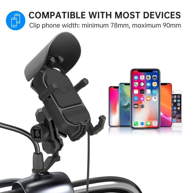 WUPP CS-1848B1 15W Motorcycle Wireless Fast Charging Phone Navigation Holder, Style:Rearview Mirror Type by WUPP