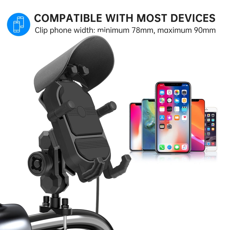 WUPP CS-1848B2 15W Motorcycle Wireless Fast Charging Phone Navigation Holder, Style:Handlebars by WUPP