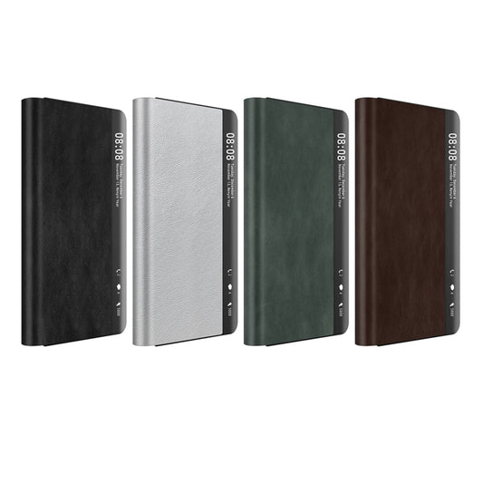 For Huawei Mate X3 Retro Magnetic Side Window View Leather Smart Phone Case(Silver) by buy2fix