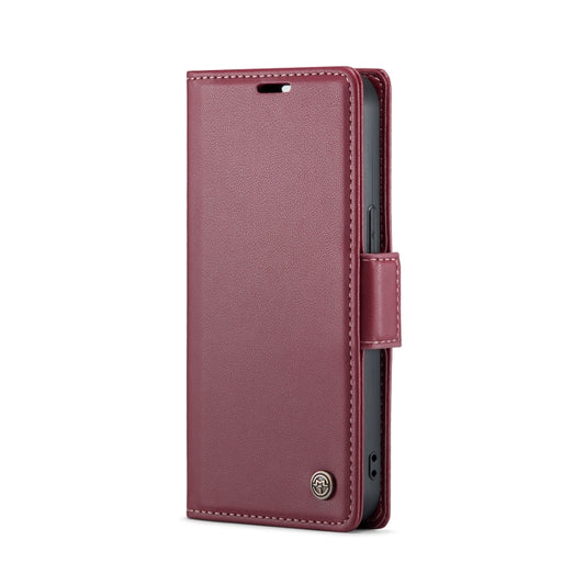 For iPhone 13 mini CaseMe 023 Butterfly Buckle Litchi Texture RFID Anti-theft Leather Phone Case(Wine Red) by CaseMe