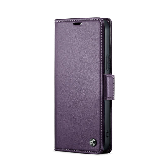 For iPhone 13 Pro Max CaseMe 023 Butterfly Buckle Litchi Texture RFID Anti-theft Leather Phone Case(Pearly Purple) by CaseMe