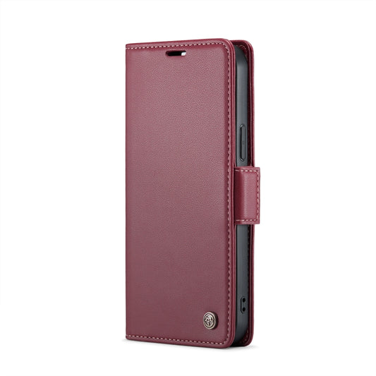 For iPhone 12 mini CaseMe 023 Butterfly Buckle Litchi Texture RFID Anti-theft Leather Phone Case(Wine Red) by CaseMe