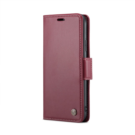 For iPhone 11 Pro Max CaseMe 023 Butterfly Buckle Litchi Texture RFID Anti-theft Leather Phone Case(Wine Red) by CaseMe