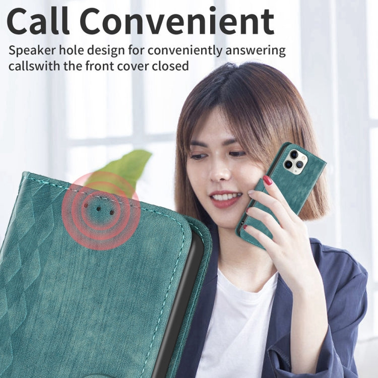 For iPhone 11 Pro Plaid Embossed Leather Phone Case(Green) by buy2fix