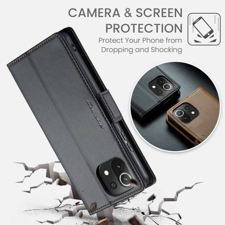 For Xiaomi Mi 11 Lite CaseMe 023 Butterfly Buckle Litchi Texture RFID Anti-theft Leather Phone Case(Black) by CaseMe