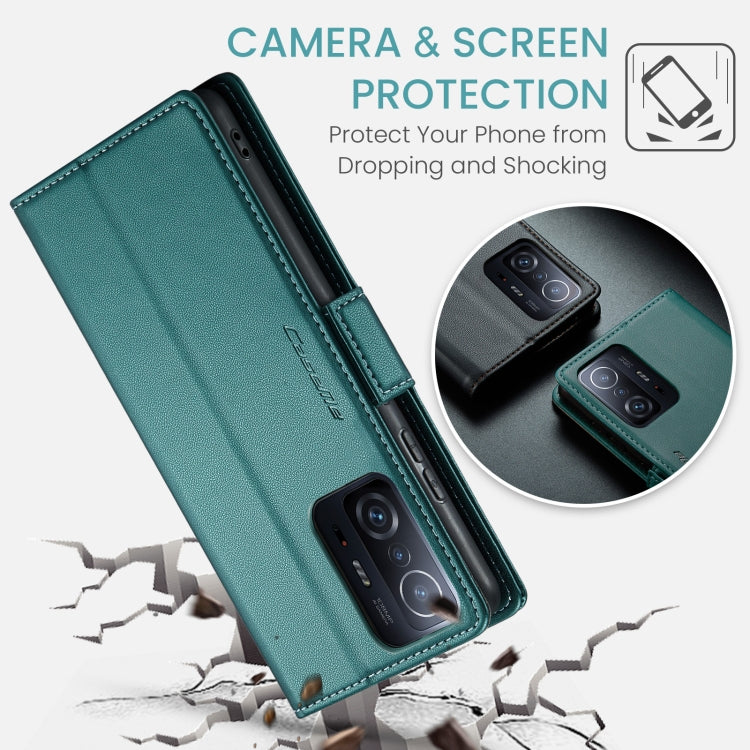 For Xiaomi 11T / 11T Pro CaseMe 023 Butterfly Buckle Litchi Texture RFID Anti-theft Leather Phone Case(Pearly Blue) by CaseMe