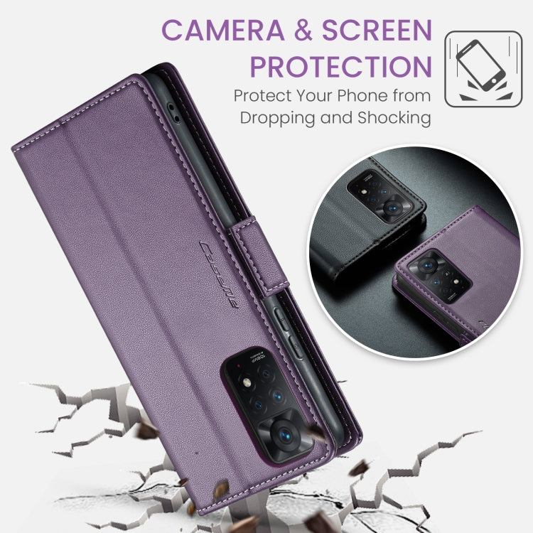 For Xiaomi Redmi Note 11 Pro 5G Global CaseMe 023 Butterfly Buckle Litchi Texture RFID Anti-theft Leather Phone Case(Pearly Purple) by CaseMe