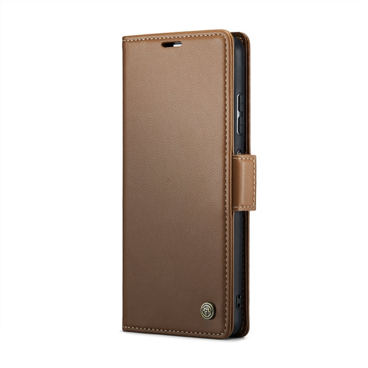 For Xiaomi Poco X5 Pro 5G CaseMe 023 Butterfly Buckle Litchi Texture RFID Anti-theft Leather Phone Case(Brown) by CaseMe
