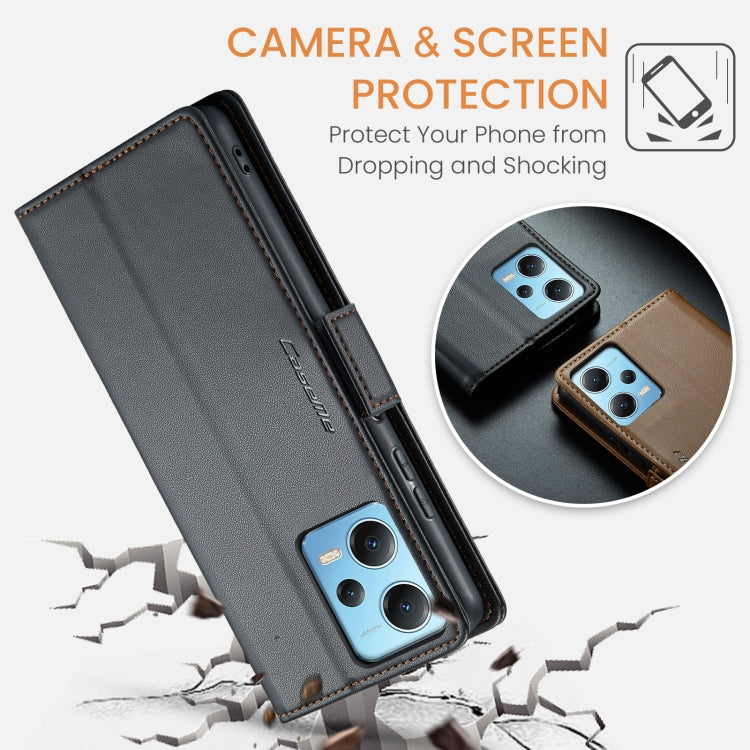 For Xiaomi Poco X5 5G CaseMe 023 Butterfly Buckle Litchi Texture RFID Anti-theft Leather Phone Case(Black) by CaseMe