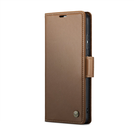 For Xiaomi Poco X5 5G CaseMe 023 Butterfly Buckle Litchi Texture RFID Anti-theft Leather Phone Case(Brown) by CaseMe
