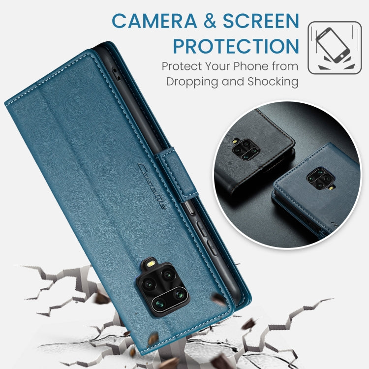 For Xiaomi Redmi Note 9S/Note 9 Pro/Note 9 Pro Max CaseMe 023 Butterfly Buckle Litchi Texture RFID Anti-theft Leather Phone Case(Blue) by CaseMe