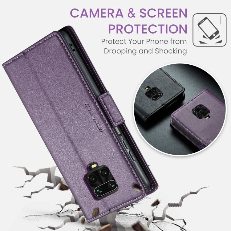 For Xiaomi Redmi Note 9S/Note 9 Pro/Note 9 Pro Max CaseMe 023 Butterfly Buckle Litchi Texture RFID Anti-theft Leather Phone Case(Pearly Purple) by CaseMe