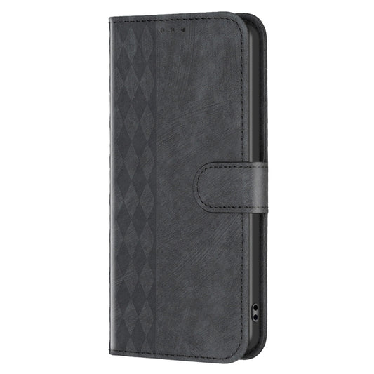 For Xiaomi Redmi 9A Plaid Embossed Leather Phone Case(Black) by buy2fix