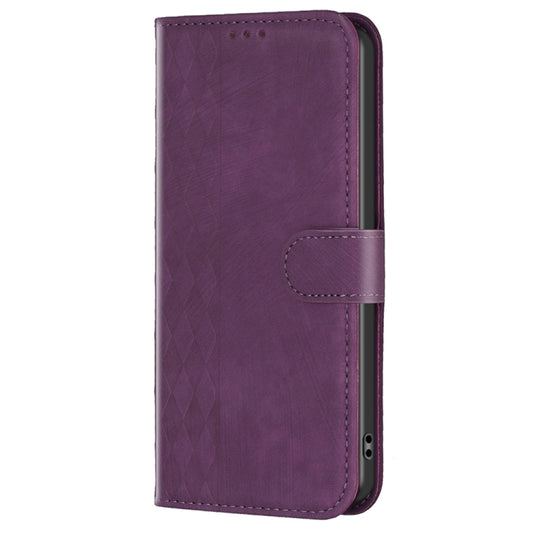 For Xiaomi Redmi A1 / A1+ Plaid Embossed Leather Phone Case(Purple) by buy2fix