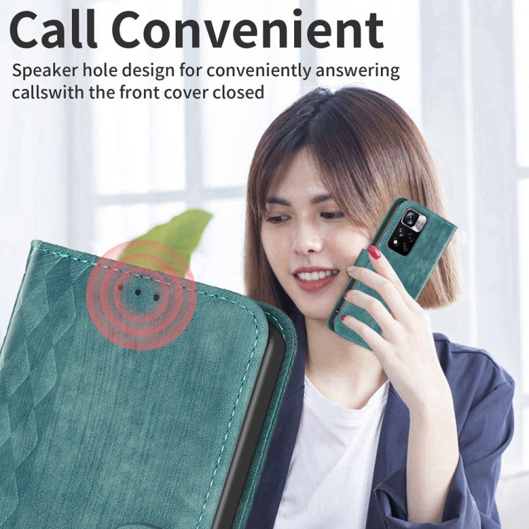 For Xiaomi Redmi Note 11 Pro Plaid Embossed Leather Phone Case(Green) by buy2fix