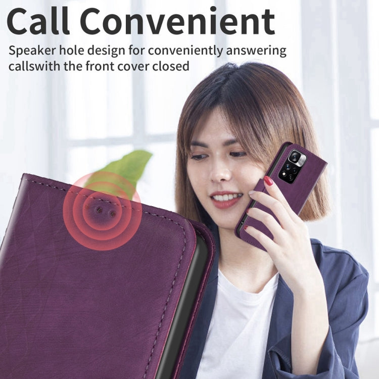 For Xiaomi Redmi Note 11 Pro Plaid Embossed Leather Phone Case(Purple) by buy2fix