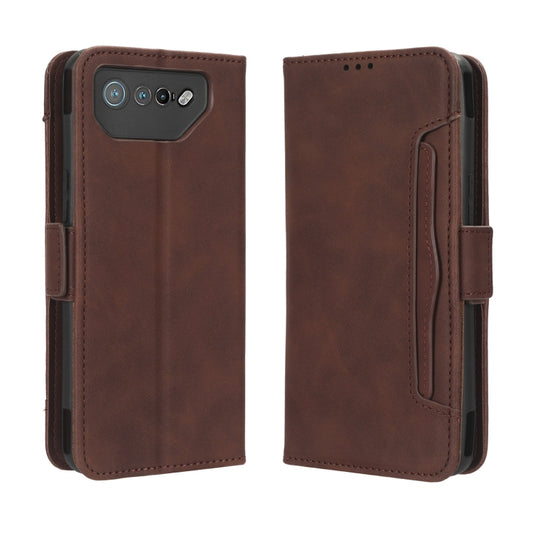 For ASUS ROG Phone 7 Skin Feel Calf Texture Card Slots Leather Phone Case(Brown) by buy2fix