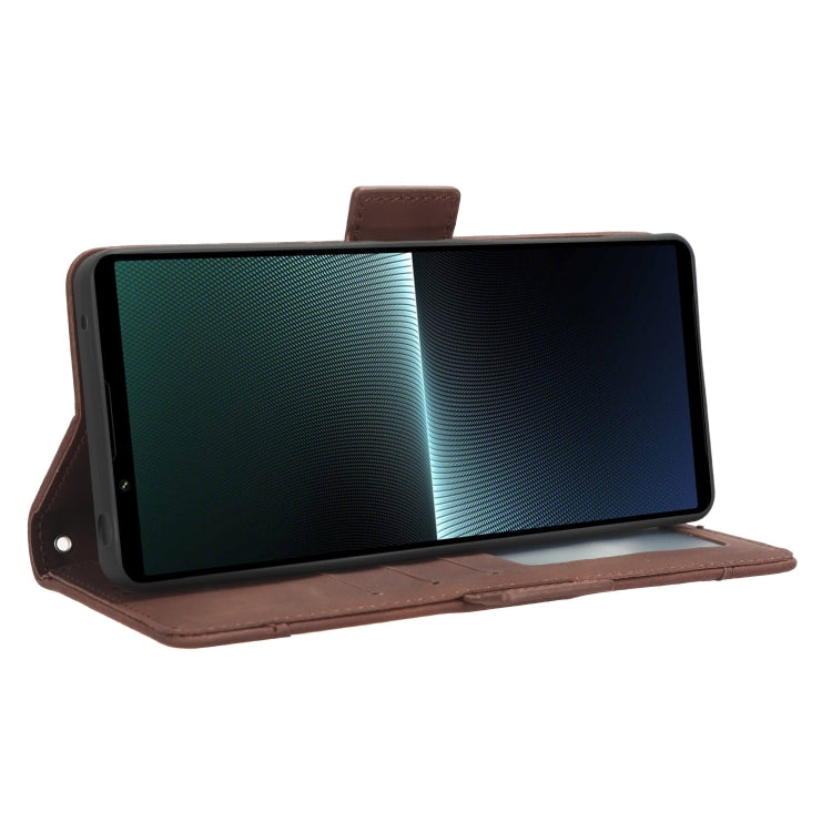 For Sony Xperia 1 V Skin Feel Calf Texture Card Slots Leather Phone Case(Brown) by buy2fix