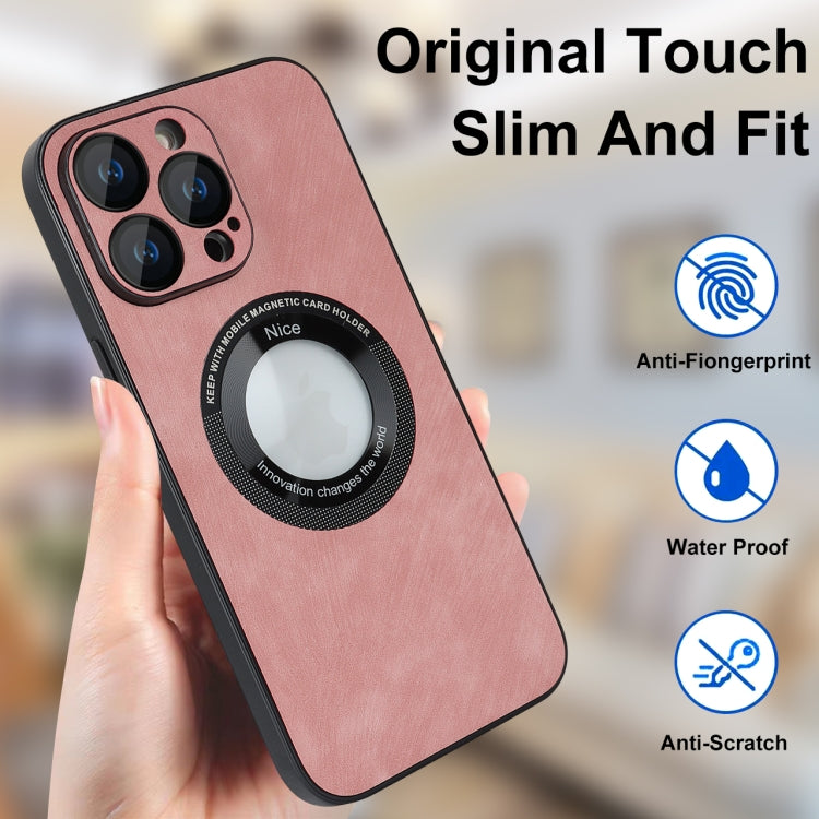 For iPhone 12 Pro Max Skin Feel Leather MagSafe Magnetic Phone Case(Pink) by buy2fix