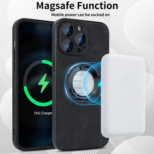 For iPhone 12 Pro Max Skin Feel Leather MagSafe Magnetic Phone Case(Black) by buy2fix