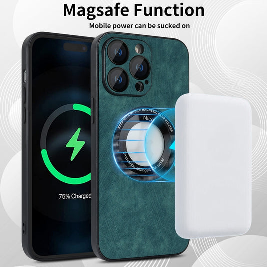 For iPhone 11 Pro Max Skin Feel Leather MagSafe Magnetic Phone Case(Green) by buy2fix