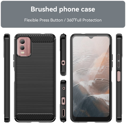 For Nokia C32 Brushed Texture Carbon Fiber TPU Phone Case(Black) by buy2fix