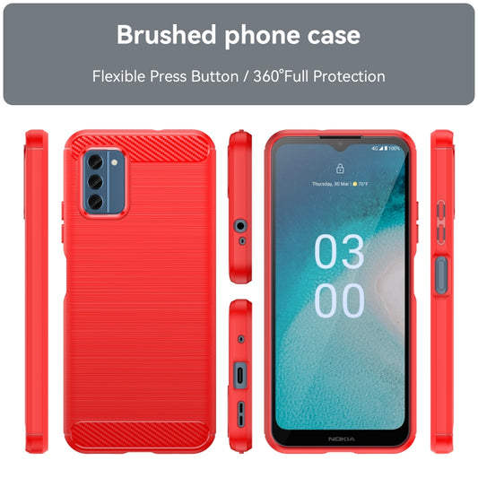 For Nokia C300 Brushed Texture Carbon Fiber TPU Phone Case(Red) by buy2fix