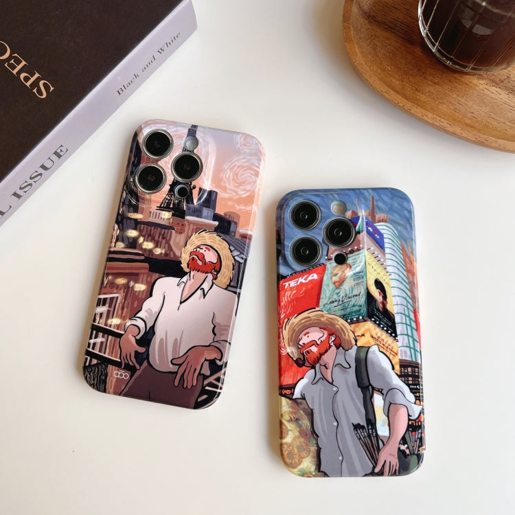 For iPhone 13 Pro Precise Hole Oil Painting Pattern PC Phone Case(Tobacco Pipe) by buy2fix