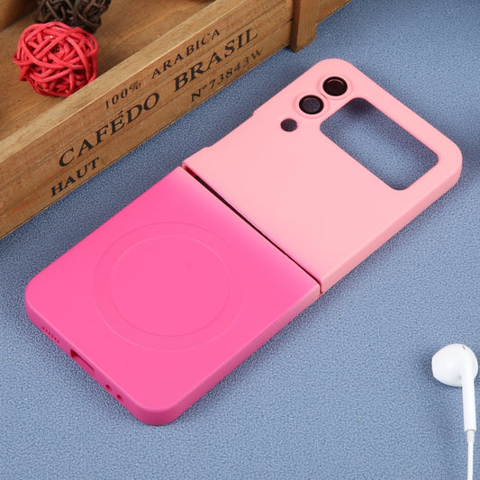 For Samsung Galaxy Z Flip4 Liquid TPU Silicone Gradient MagSafe Phone Case(Pink Red) by buy2fix