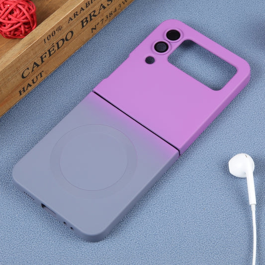 For Samsung Galaxy Z Flip4 Liquid TPU Silicone Gradient MagSafe Phone Case(Purple Grey) by buy2fix