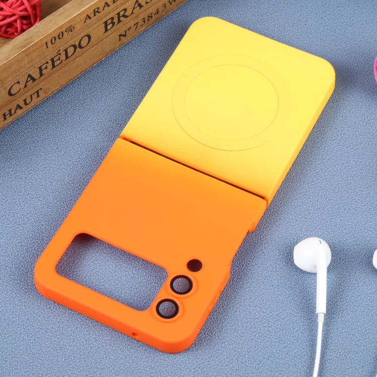 For Samsung Galaxy Z Flip4 Liquid TPU Silicone Gradient MagSafe Phone Case(Orange Yellow) by buy2fix