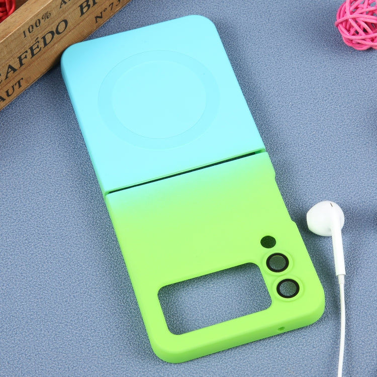 For Samsung Galaxy Z Flip4 Liquid TPU Silicone Gradient MagSafe Phone Case(Cyan Blue) by buy2fix