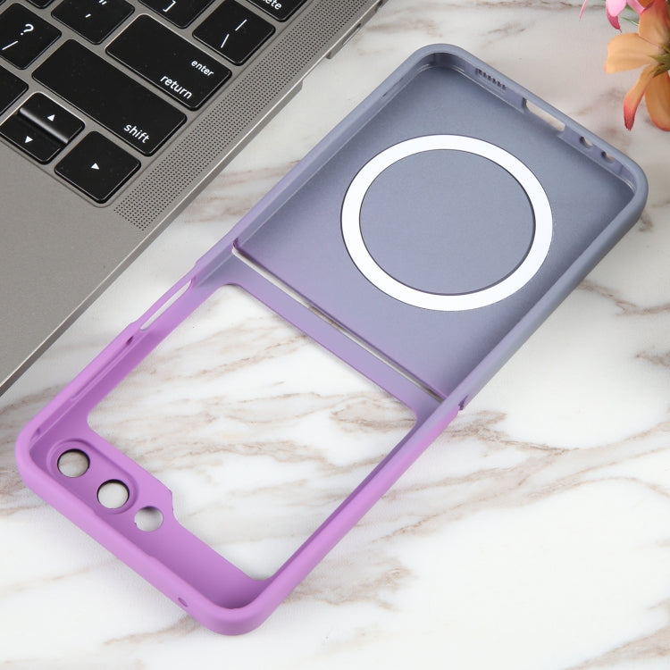 For Samsung Galaxy Z Flip5 Liquid TPU Silicone Gradient MagSafe Phone Case(Purple Grey) by buy2fix