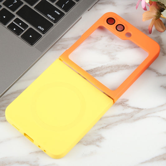 For Samsung Galaxy Z Flip5 Liquid TPU Silicone Gradient MagSafe Phone Case(Orange Yellow) by buy2fix