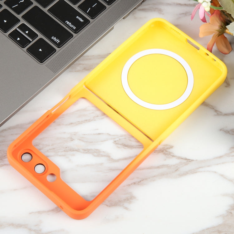 For Samsung Galaxy Z Flip5 Liquid TPU Silicone Gradient MagSafe Phone Case(Orange Yellow) by buy2fix