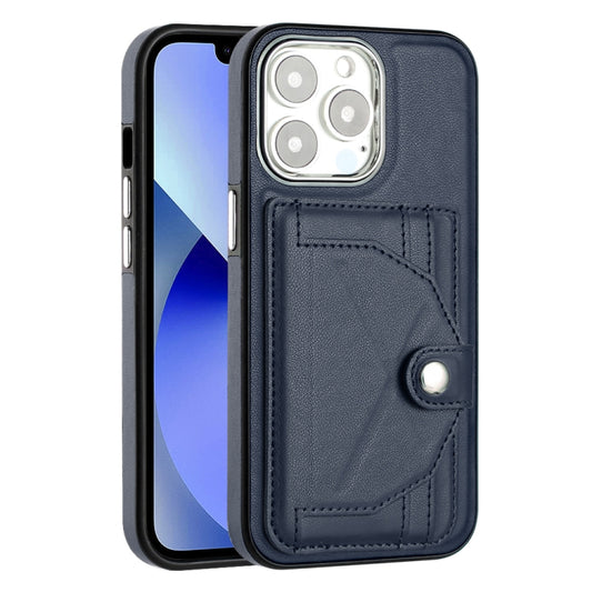 For iPhone 13 Pro Shockproof Leather Phone Case with Card Holder(Blue) by buy2fix