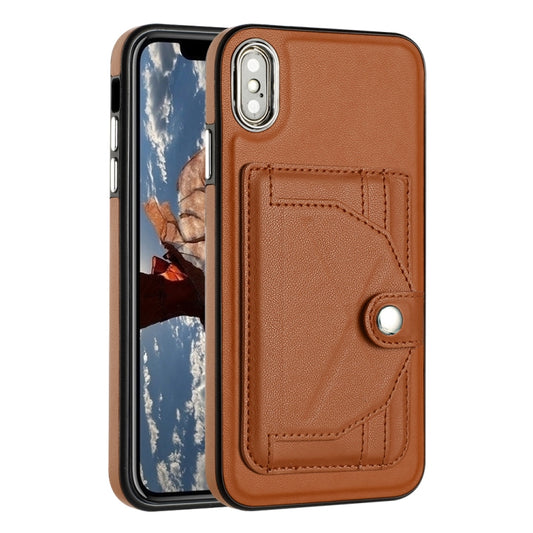 For iPhone XS Max Shockproof Leather Phone Case with Card Holder(Brown) by buy2fix