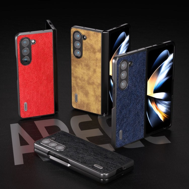 For Samsung Galaxy Z Fold5 ABEEL Retro Litchi Texture PU Phone Case(Black) by buy2fix