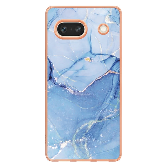 For Google Pixel 7a Electroplating Marble Dual-side IMD Phone Case(Blue 018) by buy2fix