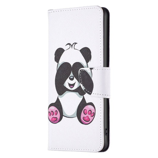 For Xiaomi Redmi 12 4G Colored Drawing Pattern Leather Phone Case(Panda) by buy2fix