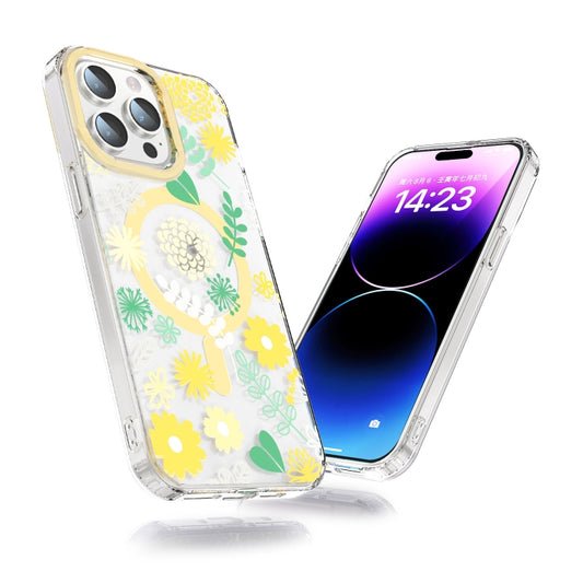 For iPhone 14 Pro Max MagSafe Magnetic TPU Phone Case(Yellow Chrysanthemum) by buy2fix