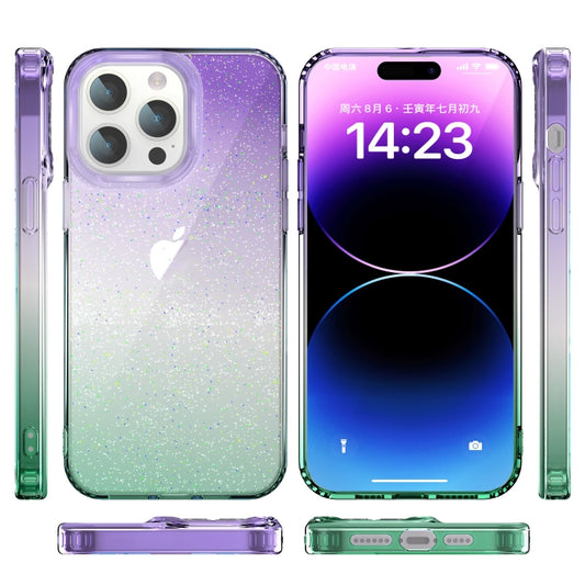 For iPhone 13 Pro Max Star Gradient Phone Case(Purple Green) by buy2fix