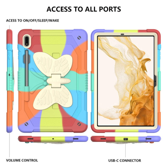 For Samsung Galaxy Tab S8+ / S7+ Butterfly Kickstand Heavy Duty Hard Rugged Tablet Case(Colorful Red) by buy2fix