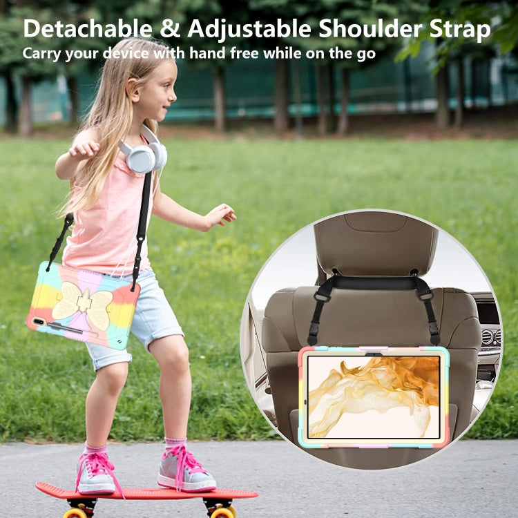 For Samsung Galaxy Tab S8+ / S7+ Butterfly Kickstand Heavy Duty Hard Rugged Tablet Case(Colorful Rose Gold) by buy2fix