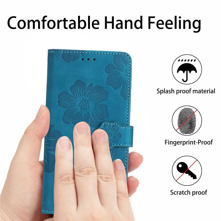 For Xiaomi Redmi 9A Flower Embossing Pattern Leather Phone Case(Blue) by buy2fix