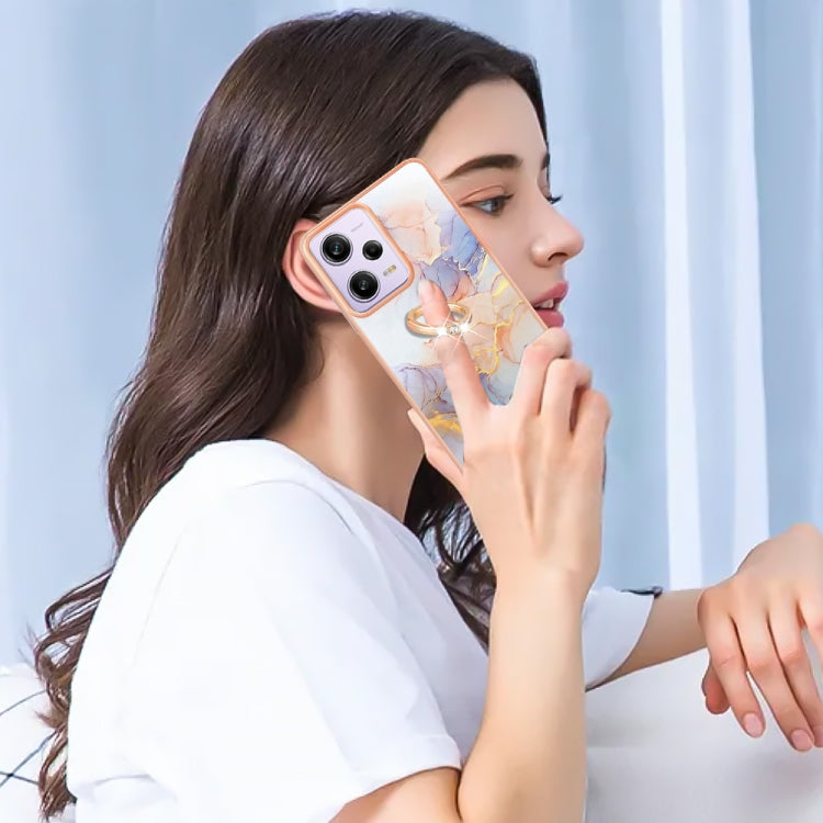 For Xiaomi Redmi Note 12 Pro 5G Global Electroplating IMD TPU Phone Case with Ring(White Marble) by buy2fix