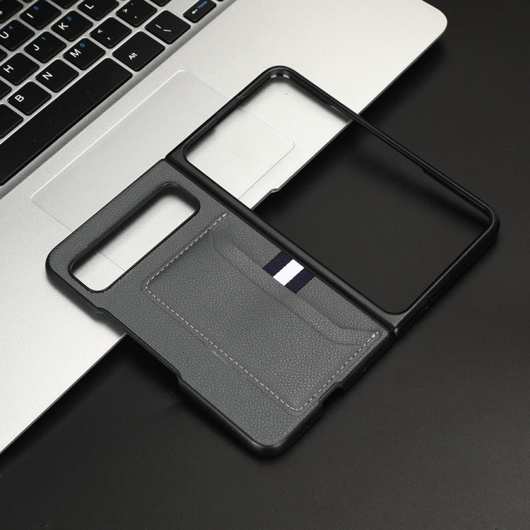 For Google Pixel Fold Litchi Texture Card Slots Back Cover Phone Case(Grey) by buy2fix